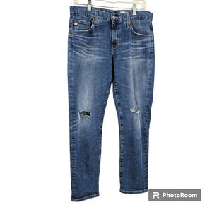 AG Adriano Goldschmied Jeans Blue Ex-Boyfriend Slouchy Slim Distressed Size 28